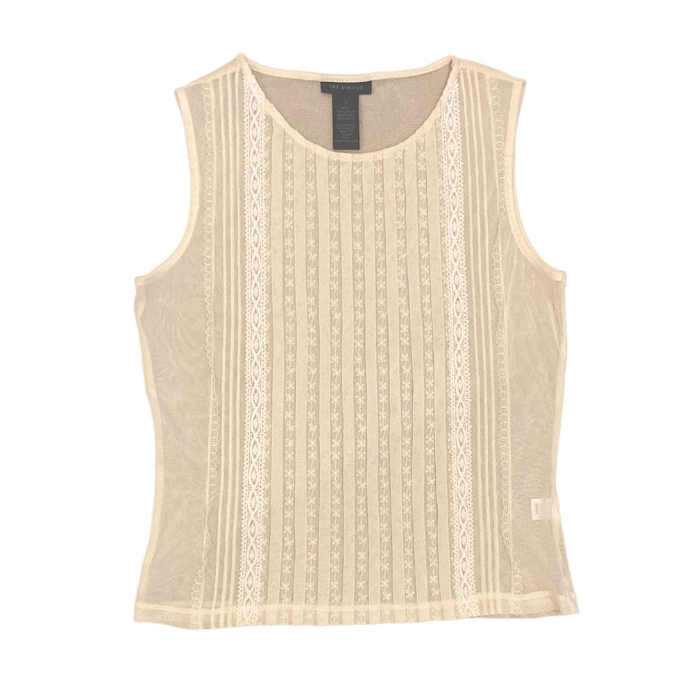 Sheer embroidered sleeveless top